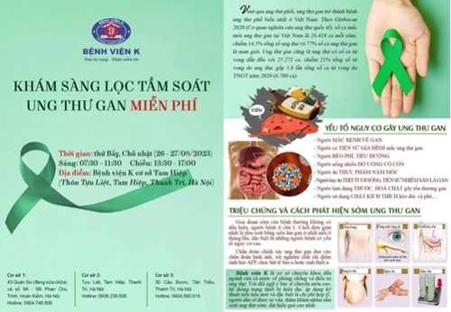 Khám sàng lọc ung thư gan miễn phí tại Hà Nội vào ngày 26 và 27-8